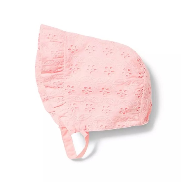 NWT Janie & Jack Striped Bow Bucket Hat & NWOT Eyelet Ruffle Bonnet Pink 12-18M - Picture 9 of 9